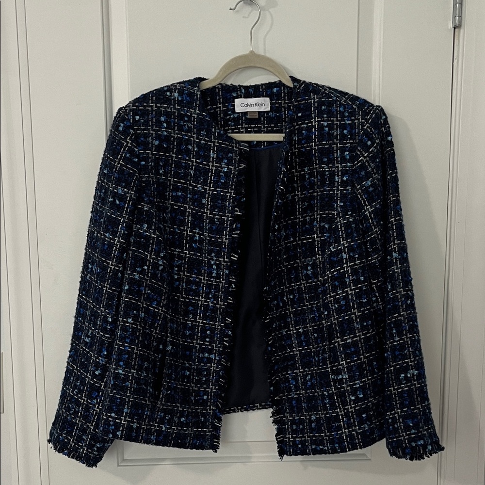 Calvin Klein Women's Navy Tweed Blazer NWOT